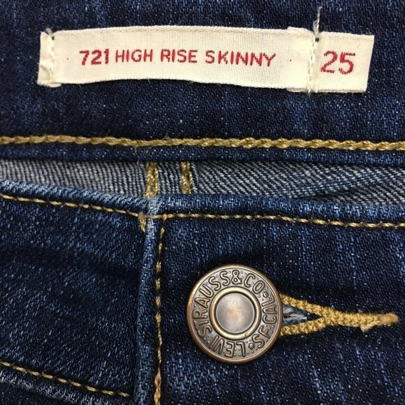 Levi's 721 Women's High Rise Skinny Jeans Selvedge Denim Dark Wash size 25 - Picture 10 of 12
